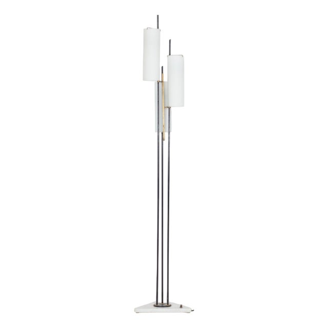 Glass and Metal Floor Lamp with Marble Base from Stilnovo, Italy, 1960s For Sale
