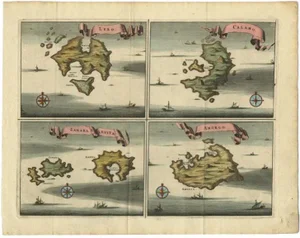 Antique Map of Leros and Kalimnos and Other Islands, 1687
