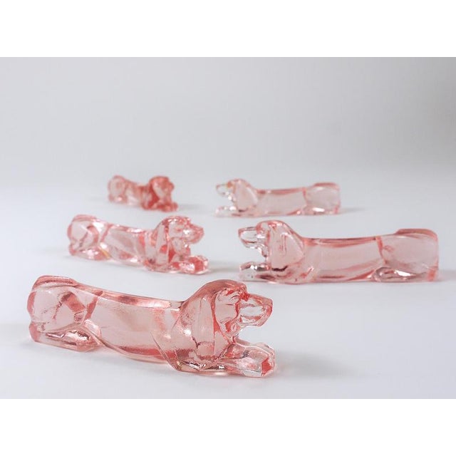 Glass Art Deco Dog Knife Rests in Rosé Glass, 1930s, Set of 12 For Sale - Image 7 of 18