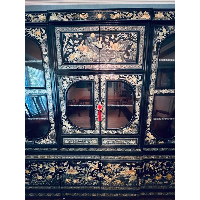 1960s Korean Mother of Pearl Inlay Cabinet Display For Sale - Image 12 of 14