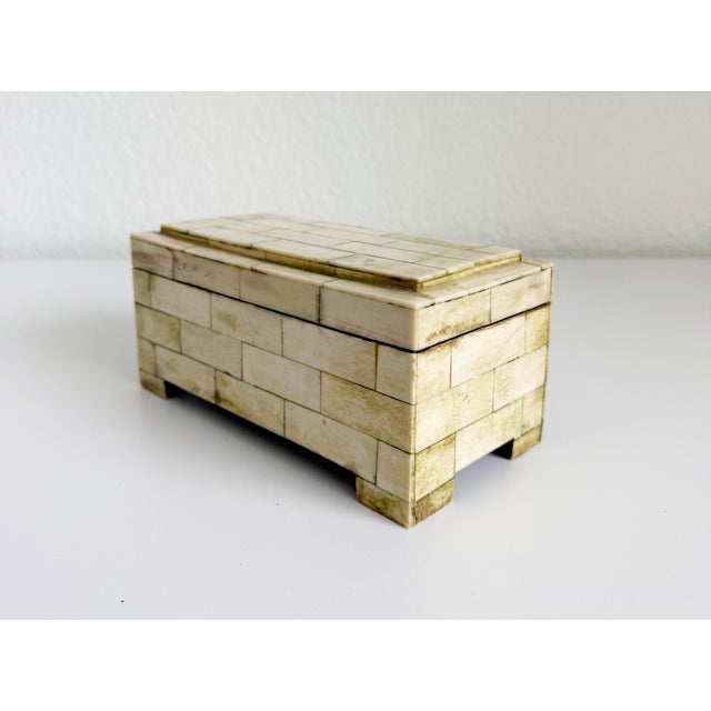 Vintage Bone Inlay Box With Tiered Lid For Sale - Image 9 of 11