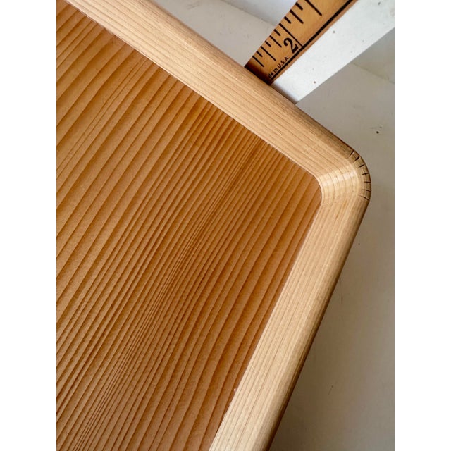 Japanese Cedar Ash Wood Tray Vintage Tea Ceremony Square Natural Lacquer For Sale - Image 4 of 10