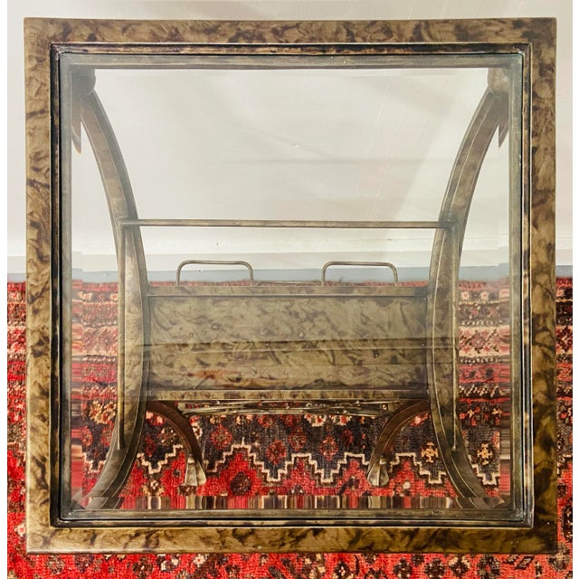 Hollywood Regency Vintage Wine Rack Metal Table in Vintaged Finish For Sale - Image 3 of 13