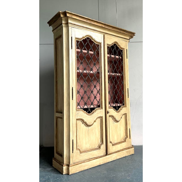 Late 20th Century Vintage Regency Faux Finished Trellis Armoire For Sale - Image 5 of 6