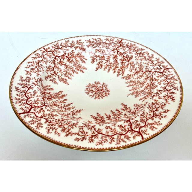 Mid 20th Century Antique Minton Fibre Red Pattern Rimmed Soup Bowl For Sale - Image 5 of 12