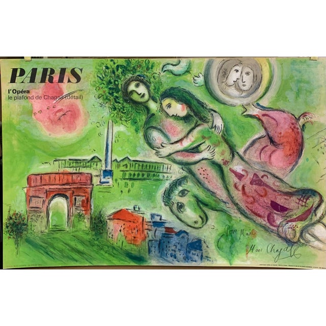 Green Marc Chagall Roméo Et Juliette / Paris, Le Plafond De L'opéra - Hand-signed "pour Marc", 1964 - Signed For Sale - Image 8 of 12