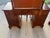1960s Mid Century Mahogany Chippendale/Georgian Style Vanity With Swinging Mirror and Round Upholstered Stool With Original Tags, 2 Pieces For Sale - Image 5 of 14