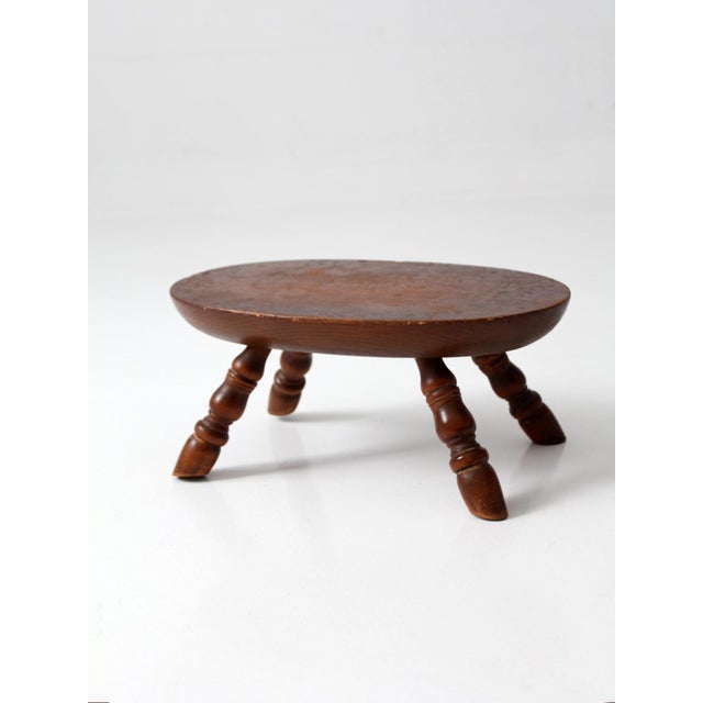 Brown Vintage Early American Style Footstool For Sale - Image 8 of 13