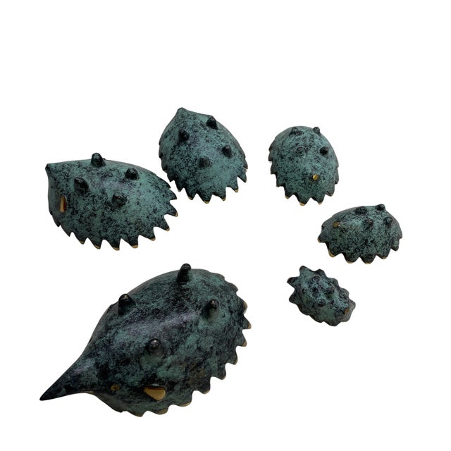 1950s Walter Bosse for Hertha Baller Hedgehog Ashtray 50s Blue Gold For Sale - Image 5 of 6