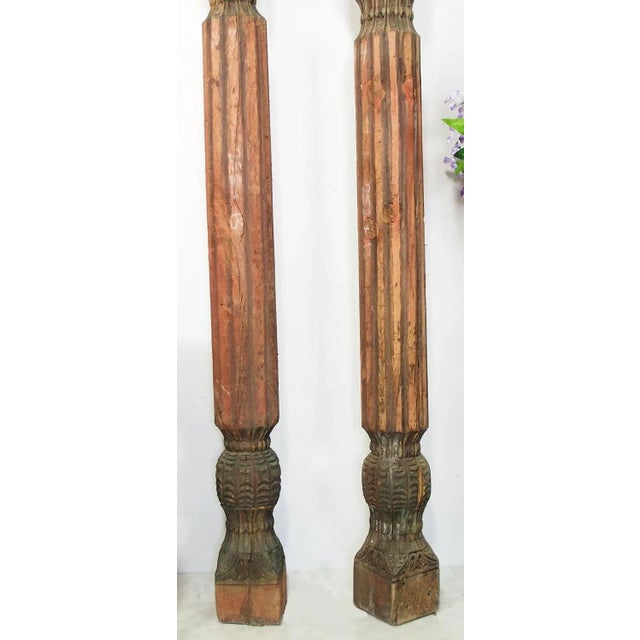 Antique Orient Hand-Carved Wooden Pillar Column, Swat Valley Pakistan, 1890s For Sale - Image 3 of 11