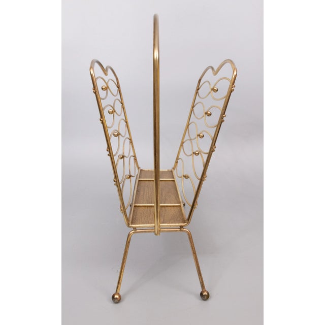 Mid-Century Modern Brass Magazine Rack For Sale - Image 4 of 6