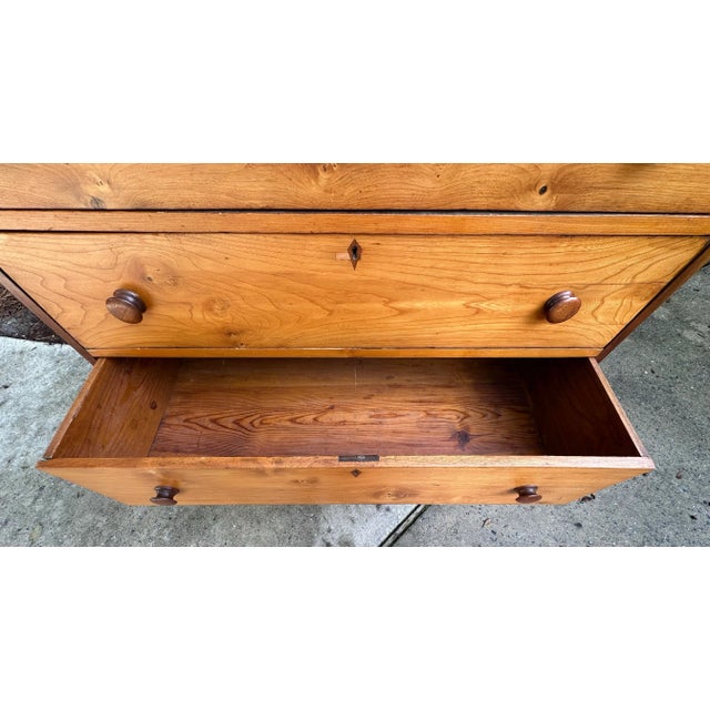 Brown Fine Antique Southern Cherry Wood Chest With Black Walnut Knobs and Turned Feet For Sale - Image 8 of 12