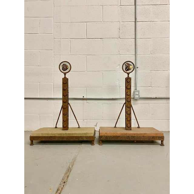 Acquired from a San Miguel de Allende, Mexico importer of carved stone and artisan furnishings, these two sculptural...