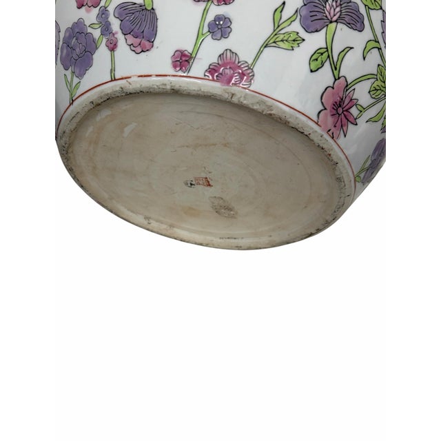 Late 20th Century Vintage Chinoiserie Floral Fishbowl Planter For Sale - Image 5 of 5