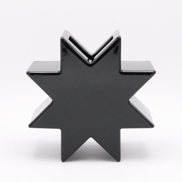 Ettore Sottsass 1970s "Hsing" Vase Designed by Ettore Sottsass Black For Sale - Image 4 of 4