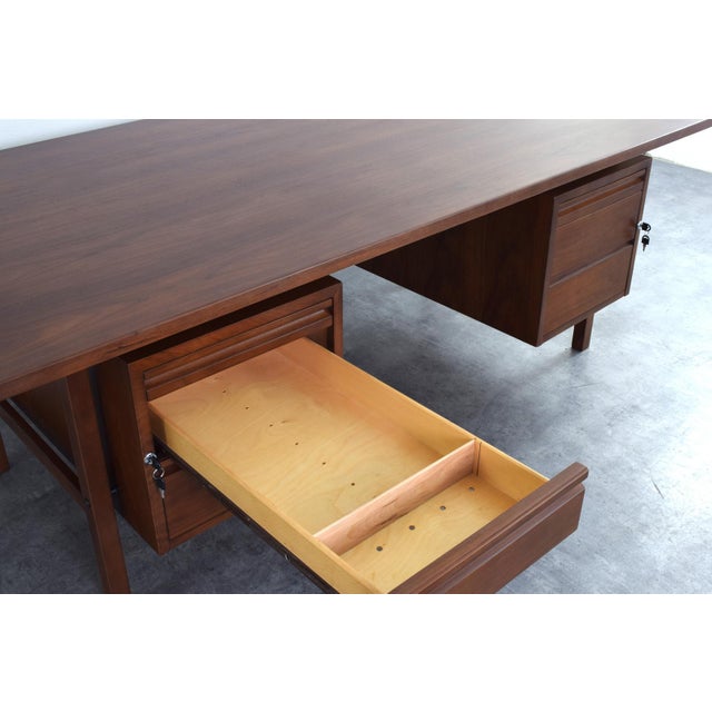 Large Mid-Century Modern American Walnut Executive Desk, 1970s For Sale - Image 13 of 18