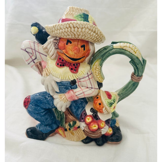 1990s Fitz & Floyd "Harvest" Scarecrow Tea Pot For Sale - Image 5 of 8