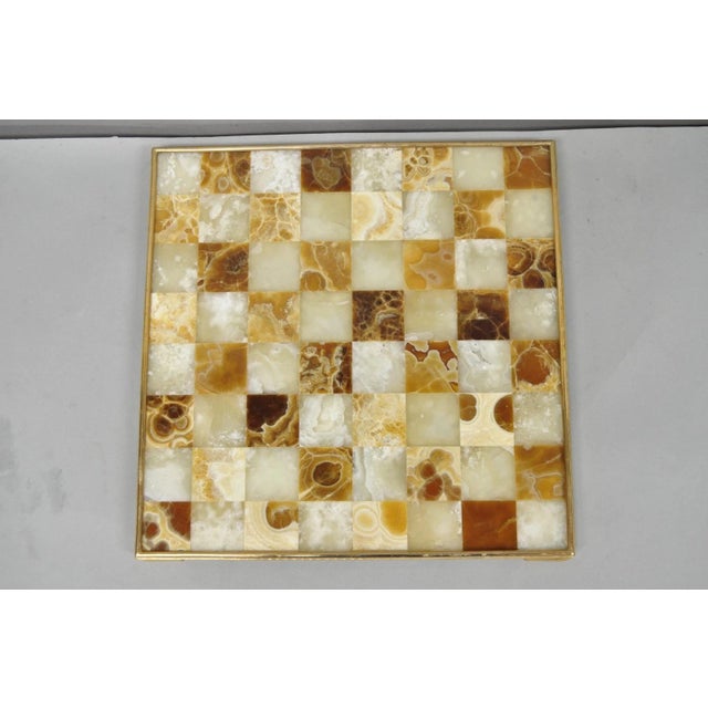 Vintage Mid Century Modern Mosaic Brown Onyx Stone Chess Game Checkerboard For Sale - Image 18 of 18