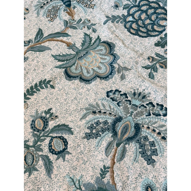 Traditional Brunschwig & Fils Anduze Embroidery Teal/Sky Fabric 2 Yards For Sale - Image 3 of 6