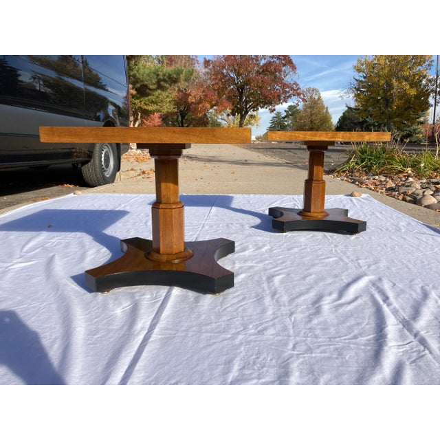 Pair of Bookmatched Walnut End Tables From Baker For Sale - Image 13 of 13