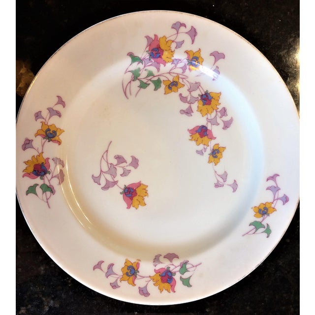 Haviland & Co. Limoges France Dining Plates Set in Yellow and Purple