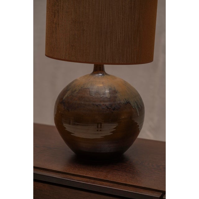 Large French Glazed Ceramic Table Lamp, 1970s For Sale - Image 6 of 11