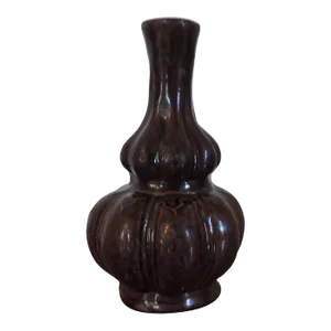 18th Century Chinese Monochrome Brown Glazed Pottery Gourd Shaped Vase