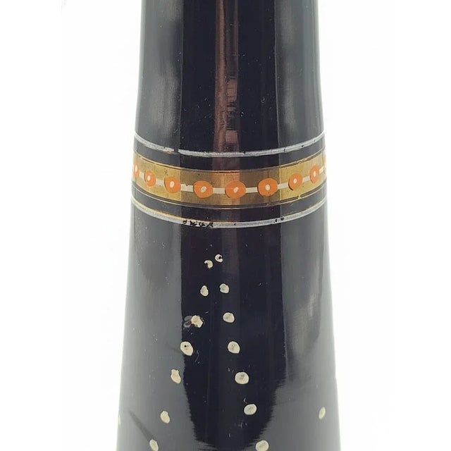 Art Deco Hand Painted Black Amethyst Glass Vase – Blown 9.75" C. 1930s For Sale - Image 6 of 6