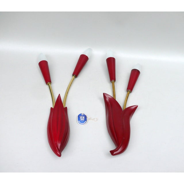 Vintage Floral Wall Lights, 1950s, Set of 2 For Sale - Image 4 of 18