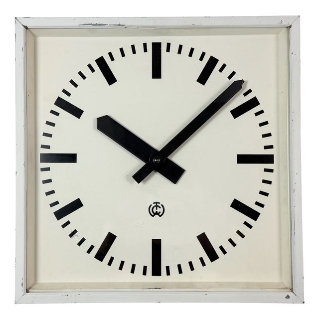 Large Vintage Industrial Station Wall Clock from CTW, 1960s For Sale