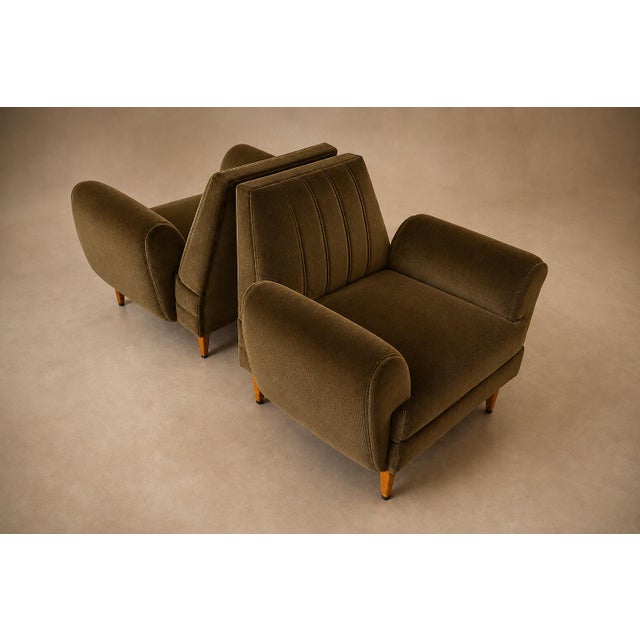 Pair of Brazilian Modern Armchairs in Pau Marfim and Olive Mohair, Brazil, 1960s For Sale - Image 15 of 18