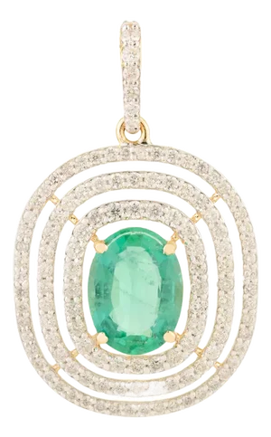 Timeless 18k Gold Pendant Featuring Emerald & Diamonds – Heirloom-Quality Design
