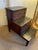 Antique library steps, inlaid with embossed, black leather. Top and middle steps lift up for ample storage, beautiful...