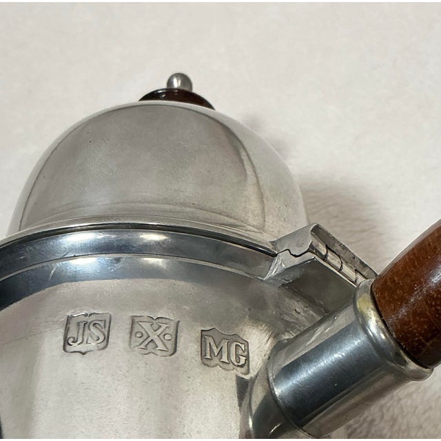 Vintage John Somers Brazil Pewter Hot Water Milk Tea Pot - Polished For Sale - Image 10 of 12
