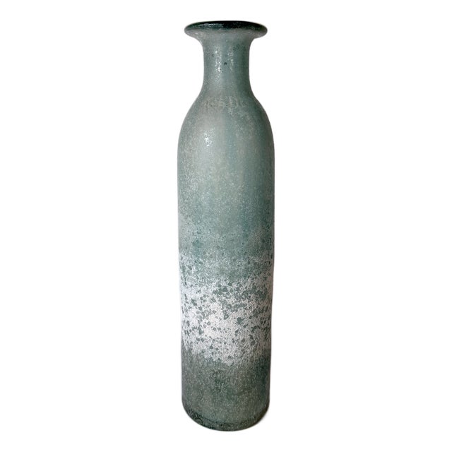 Teal Scavo Glass Bottle Vase attributed to Gino Cenedese, Italy, 1970s For Sale