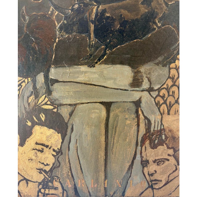 Original figurative painting by Brazilian artist Carlínio França, presenting a layered symbolic composition exploring...