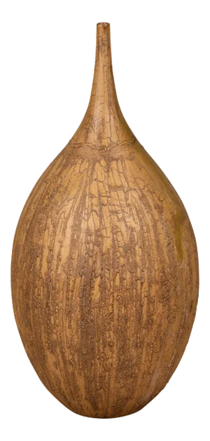 Contemporary Thai Handmade Ceramic Vase with Tapered Spout and Mustard Glaze
