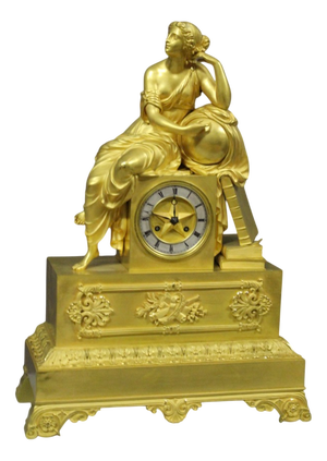 Restoration Allegory of Astronomy Clock in Gilt Bronze, Early 19th Century