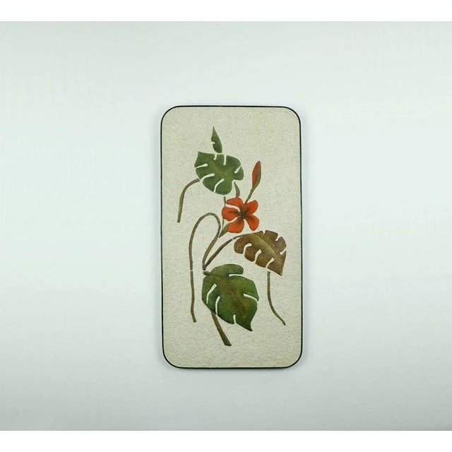 Large Ceramic Plaster Wall Plaque with Floral Design & Iron Rim from Krösselbach, 1950s For Sale - Image 6 of 10
