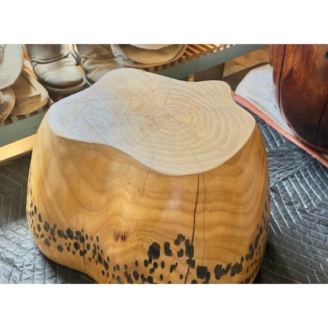 Wood Hand-Carved Mid-Century Golden Ash Table by Daniel Pollock, 13” H X 21” D For Sale - Image 7 of 9