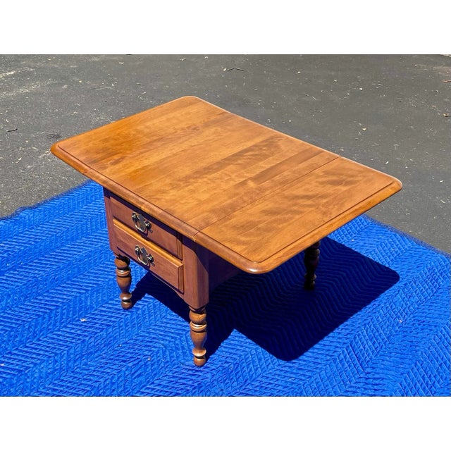 Wood Ethan Allen Heirloom Nutmeg Maple Pembroke/Drop-Leaf End Table For Sale - Image 7 of 12