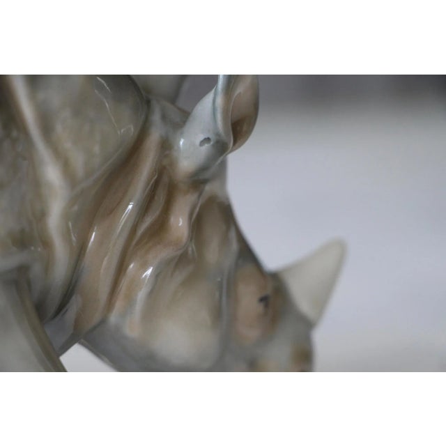 Early 20th Century Antique Continental Gray Porcelain Rhinoceros Figures - a Pair For Sale - Image 9 of 13