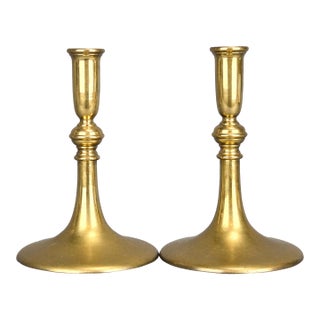 Vintage Maitland Smith Solid Brass Candlestick Holders - Set of 2 For Sale