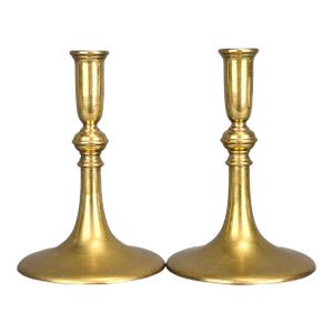 Vintage Maitland Smith Solid Brass Candlestick Holders - Set of 2