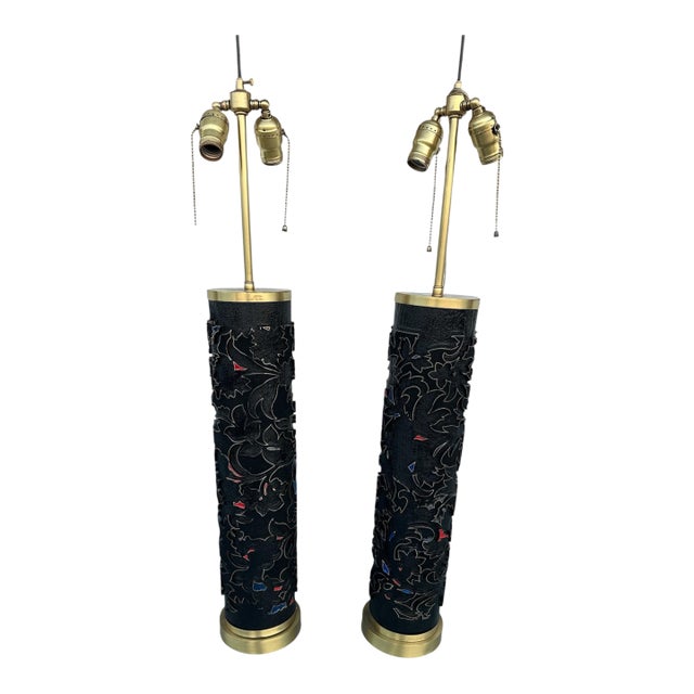 Vintage Wallpaper Rollers Lamps - a Pair For Sale