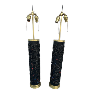 Vintage Wallpaper Rollers Lamps - a Pair