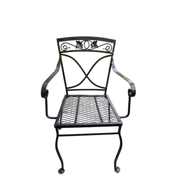 Salterini Vintage Salterini Wrought Iron Outdoor Patio Dining Chair For Sale - Image 4 of 9