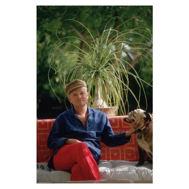 Truman Capote 1970 Author of ‘Breakfast at Tiffany’s’, Truman Capote (1924 – 1984) and his dog in Palm Springs, California...
