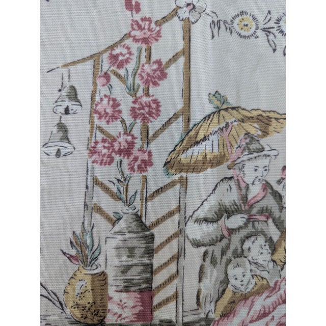 Chinoiserie Toile Fabric 1.27 Yards For Sale - Image 4 of 14