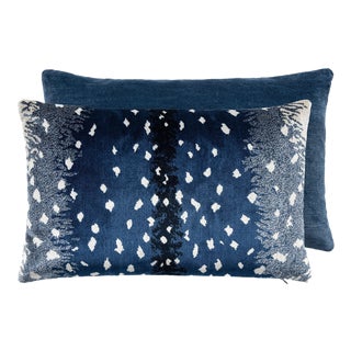 The House of Scalamandré Antelope / Velvet Lumbar Pillow, Midnight/navy, 22 X 14 For Sale